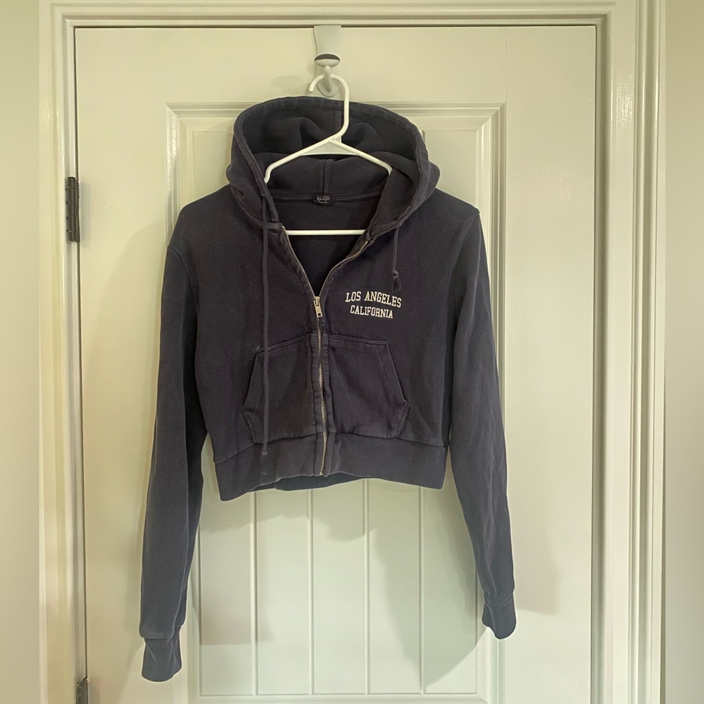 Brandy Melville Los Angeles Cropped Zip-Up Hoodie